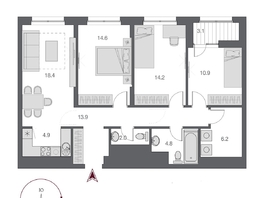 Продается 4-комнатная квартира ЖК Дом Нобель, 91.45  м², 21600000 рублей