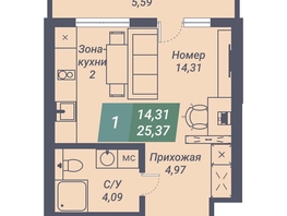 Продается Студия АК Voroshilov (Ворошилов), 25.37  м², 3323470 рублей