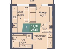 Продается Студия АК Voroshilov (Ворошилов), 25.63  м², 4408360 рублей