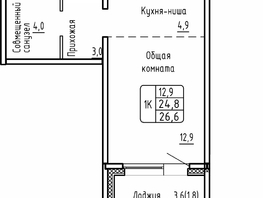 Продается 1-комнатная квартира ЖК Самоцветы, Бирюза дом 2, 26.6  м², 3300000 рублей