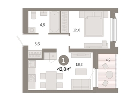 Продается 1-комнатная квартира ЖК Европейский берег, дом 44, 42.8  м², 7870000 рублей