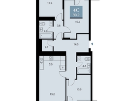 Продается 4-комнатная квартира ЖК Беринг, дом 2, 93.85  м², 15100000 рублей