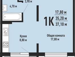 Продается 1-комнатная квартира ЖК На Невельского, 37.1  м², 4150000 рублей