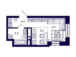 Продается Студия ЖК Citatum (Цитатум), 25.9 м², 5500000 рублей