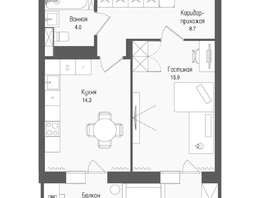Продается 1-комнатная квартира ЖК Тетрис, корпус 2, 45.6  м&sup2;, 8091300 рублей