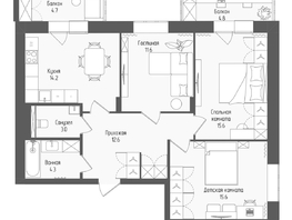 Продается 3-комнатная квартира ЖК Тетрис, корпус 2, 79.7  м&sup2;, 14695500 рублей