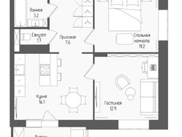 Продается 3-комнатная квартира ЖК Тетрис, корпус 2, 54.2  м&sup2;, 11702000 рублей