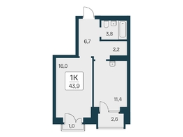 Продается 1-комнатная квартира ЖК Расцветай на Красном, дом 3,4, 43.7 м², 9250000 рублей