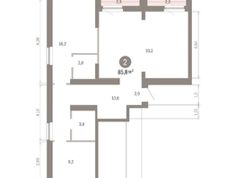 Продается 2-комнатная квартира ЖК Лебедевский квартал, дом 1, 85.8  м², 13870000 рублей
