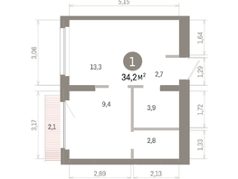 Продается 1-комнатная квартира ЖК Лебедевский квартал, дом 1, 34.2  м², 7110000 рублей