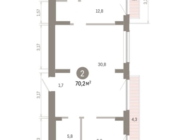 Продается 2-комнатная квартира ЖК Пшеница, 6.1, 70.16  м&sup2;, 10810000 рублей