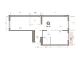 Продается 2-комнатная квартира ЖК Пшеница, 6.1, 66.51  м&sup2;, 9590000 рублей