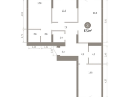 Продается 3-комнатная квартира ЖК Пшеница, 6.1, 87.26  м&sup2;, 11590000 рублей