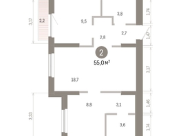 Продается 2-комнатная квартира ЖК Пшеница, 6.1, 54.98  м&sup2;, 7870000 рублей