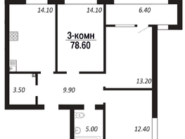 Продается 3-комнатная квартира ЖК ПАРК-квартал «Королёв», дом 4, 78.6  м², 9825000 рублей