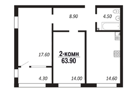 Продается 2-комнатная квартира ЖК ПАРК-квартал «Королёв», дом 4, 63.9  м², 8946000 рублей