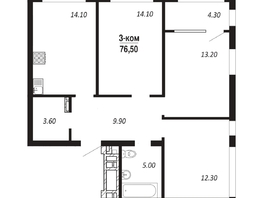 Продается 3-комнатная квартира ЖК ПАРК-квартал «Королёв», дом 2, 76.5  м², 9945000 рублей