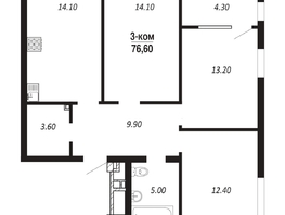 Продается 3-комнатная квартира ЖК ПАРК-квартал «Королёв», дом 3, 76.6  м², 11107000 рублей