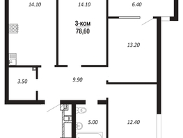 Продается 3-комнатная квартира ЖК ПАРК-квартал «Королёв», дом 3, 78.6  м&sup2;, 12811800 рублей