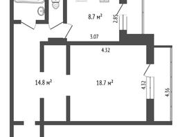 Продается 1-комнатная квартира Арнольда Нейбута ул, 49.4  м², 5299000 рублей