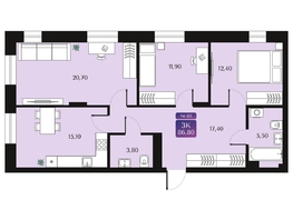 Продается 3-комнатная квартира ЖК Северное Сияние Премиум, 86.8  м², 12150000 рублей