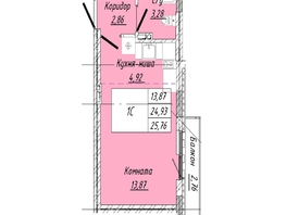 Продается 1-комнатная квартира ЖК На 2-й Дачной, 25.76 м², 5800500 рублей