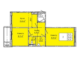 Продается 2-комнатная квартира ЖК Любинская 3-я, 30/2, 56.92  м², 6545800 рублей