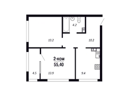 Продается 2-комнатная квартира ЖК ПАРК-квартал «Королёв», дом 1, 55.4 м², 9695000 рублей