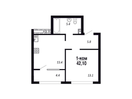 Продается 1-комнатная квартира ЖК ПАРК-квартал «Королёв», дом 1, 42.1 м², 7662200 рублей