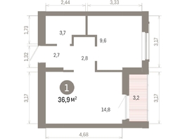 Продается 1-комнатная квартира ЖК Кварталы Драверта, дом 6, 36.89 м², 6750000 рублей