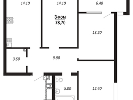 Продается 3-комнатная квартира ЖК ПАРК-квартал «Королёв», дом 3, 78.7  м&sup2;, 10781900 рублей