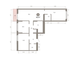 Продается 3-комнатная квартира ЖК Кварталы Драверта, дом 6, 92.03  м², 14400000 рублей