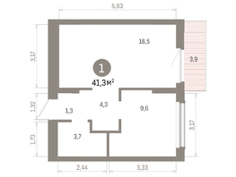 Продается 1-комнатная квартира ЖК Кварталы Драверта, дом 6, 41.29  м², 7520000 рублей