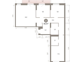 Продается 3-комнатная квартира ЖК Кварталы Драверта, дом 3, 95.53  м&sup2;, 15150000 рублей