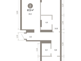 Продается 2-комнатная квартира ЖК Кварталы Драверта, дом 3, 66.98  м&sup2;, 11350000 рублей