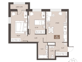 Продается 2-комнатная квартира ЖК Заря на Завертяева, 70.58  м&sup2;, 9180000 рублей