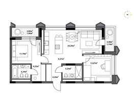 Продается 2-комнатная квартира ЖК Северное Сияние Бизнес, 78.15  м&sup2;, 15630000 рублей
