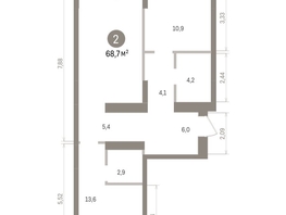 Продается 2-комнатная квартира ЖК Кварталы Драверта, дом 4, 68.68  м&sup2;, 11150000 рублей