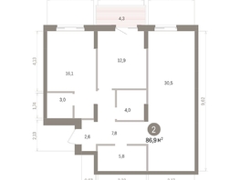Продается 2-комнатная квартира ЖК Кварталы Драверта, дом 4, 86.94  м&sup2;, 13890000 рублей