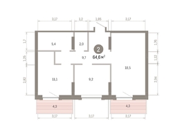 Продается 2-комнатная квартира ЖК Кварталы Драверта, дом 3, 64.6  м&sup2;, 11320000 рублей