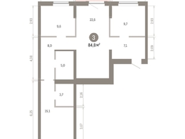 Продается 3-комнатная квартира ЖК Кварталы Драверта, дом 3, 84.79  м&sup2;, 14080000 рублей