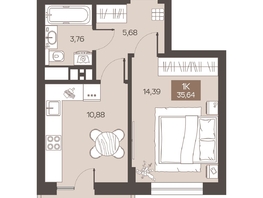 Продается 1-комнатная квартира ЖК Заря, дом 1.3, 35.64  м&sup2;, 5500000 рублей