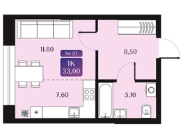 Продается Студия ЖК Северное Сияние Премиум, 33  м&sup2;, 7740000 рублей