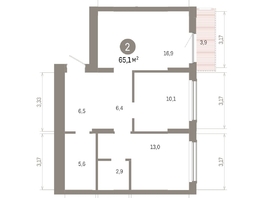 Продается 2-комнатная квартира ЖК Кварталы Драверта, дом 6, 65.14  м&sup2;, 12380000 рублей