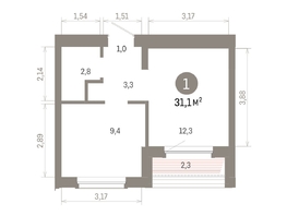 Продается 1-комнатная квартира ЖК Кварталы Драверта, дом 6, 31.12  м&sup2;, 8130000 рублей