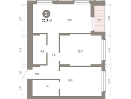 Продается 2-комнатная квартира ЖК Кварталы Драверта, дом 6, 72.16  м&sup2;, 13520000 рублей