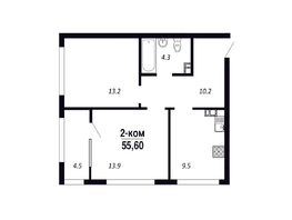 Продается 2-комнатная квартира ЖК ПАРК-квартал «Королёв», дом 6, 55.6  м&sup2;, 7784000 рублей