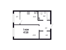 Продается 1-комнатная квартира ЖК ПАРК-квартал «Королёв», дом 6, 47  м&sup2;, 6110000 рублей