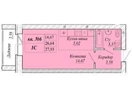 Продается Студия ЖК Семиреченская, дом 1, 27.93  м&sup2;, 3630900 рублей