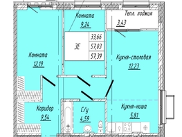 Продается 2-комнатная квартира  Дом на 2-й Дачной, 57.39  м&sup2;, 10545413 рублей